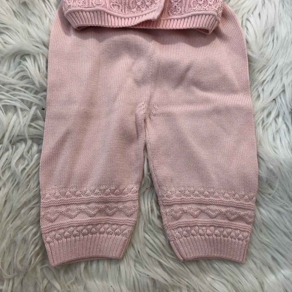 Chant De Joie Baby Girls Size 6-9/ 9-12 Months Sweater Set Light Pink Textured